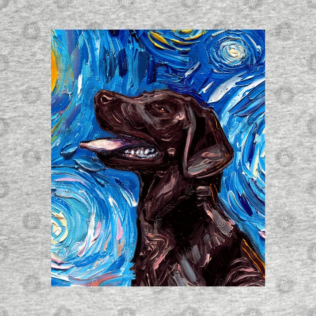 Chocolate Labrador Night (Portrait) by sagittariusgallery